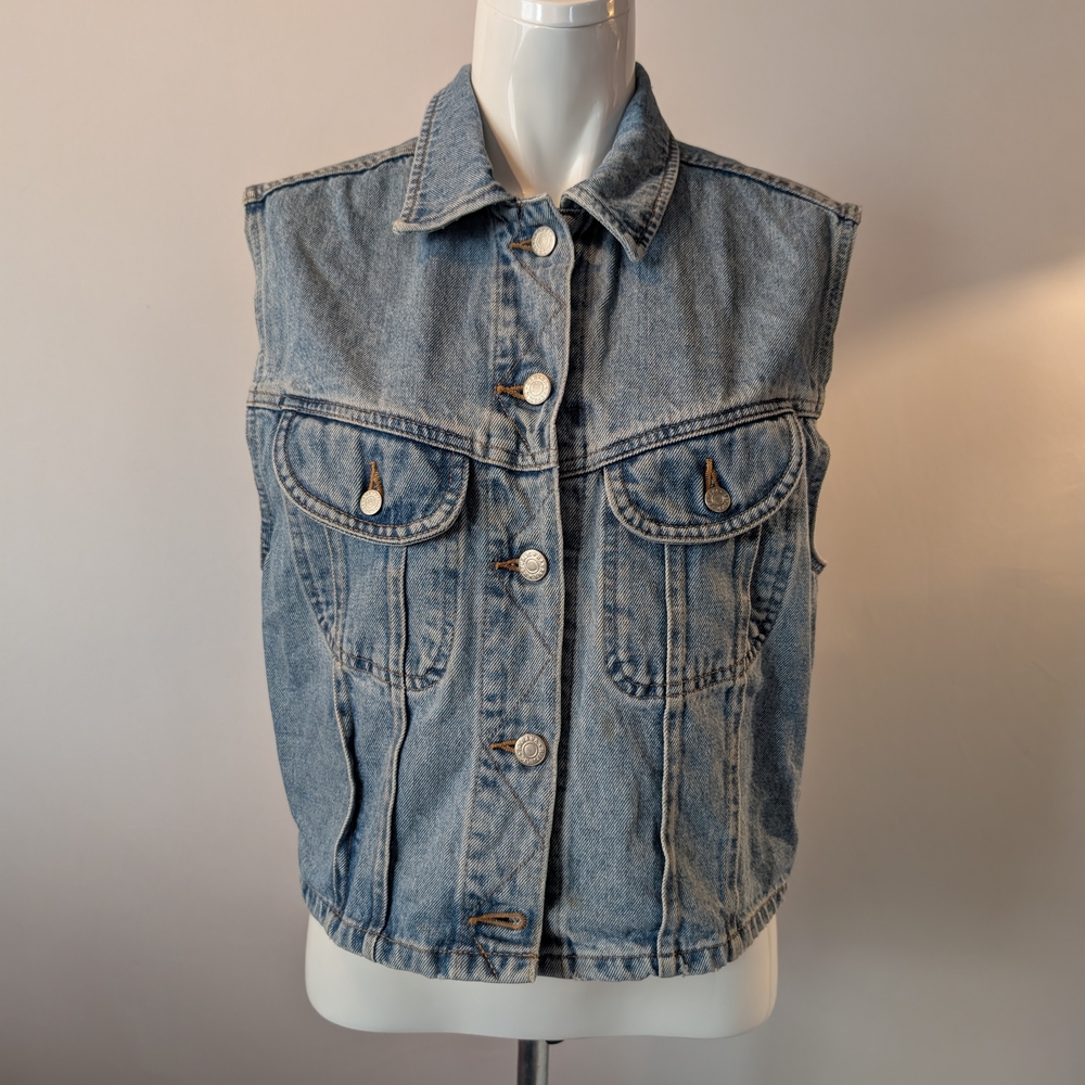 Vintage Banana Republic Blue Denim Fabric Vest Size Large